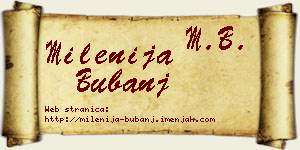 Milenija Bubanj vizit kartica